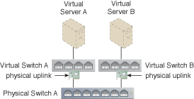 Virtual Switch Isolation: Each virtual server is provided with access to a physical uplink and virtual switch that cannot be accessed by the other virtual server.