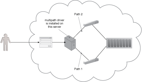 Multipath Resource Access: A multipath driver is installed on a server to ensure that the operating system understands the redundant paths and views two paths leading to the same IT resource as two separate IT resources.